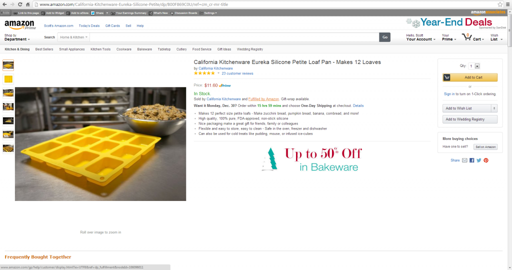 Product listing for a silicone petite loaf pan.